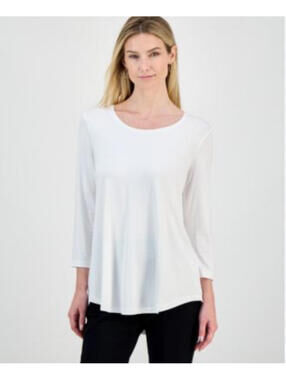 JM Collection White Casual Long Sleeve Tunic Top size L